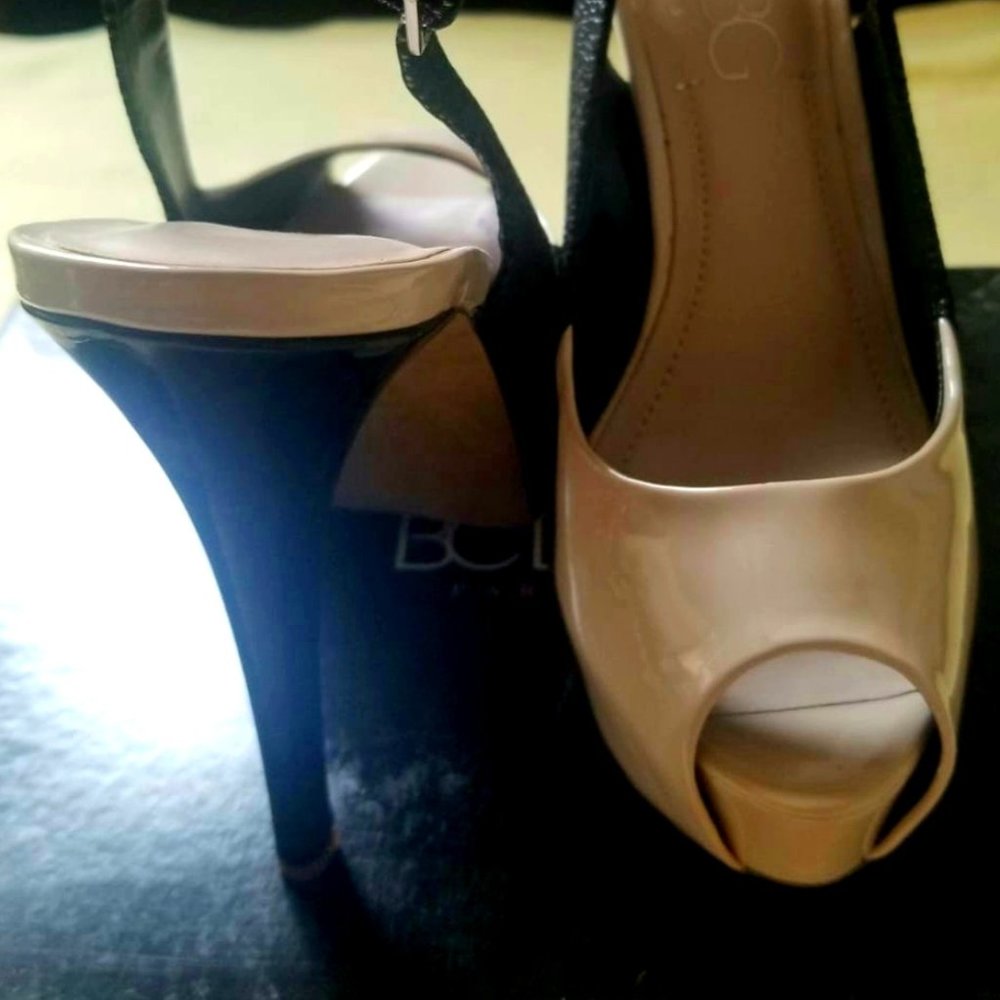 BCBG High Heel Shoes PL-PRINX NUDE/BLACK SIZE US 8